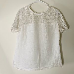 J Crew 100% Linen Crochet Lace Top